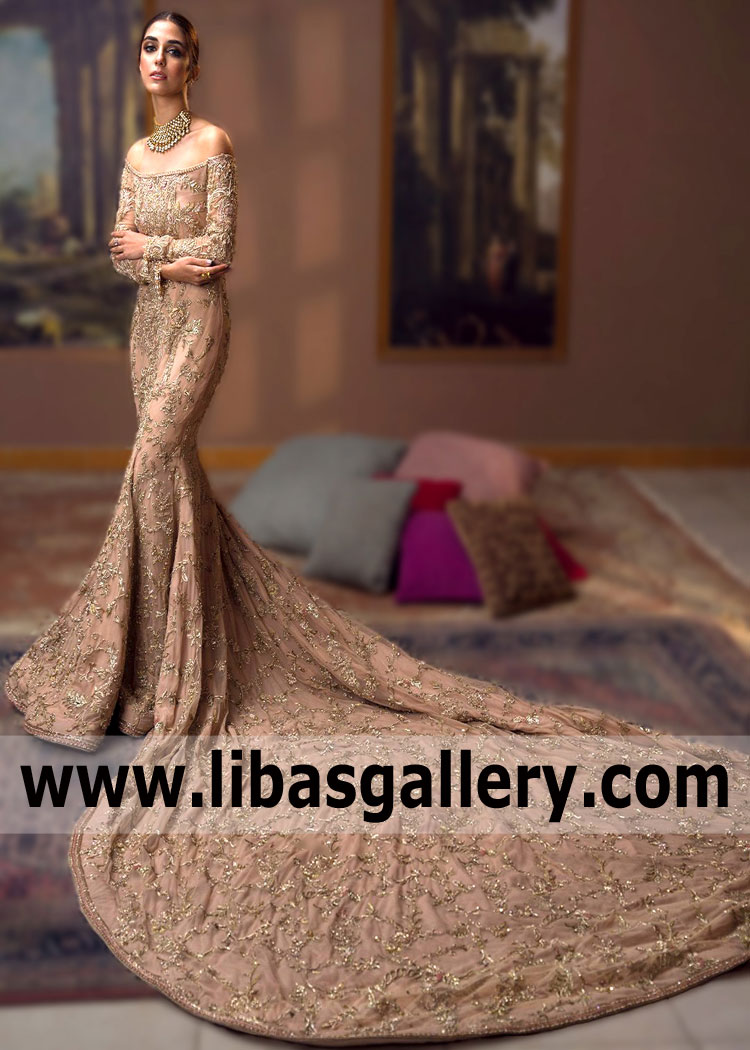 Nude Peach Ophelia Mermaid Gown