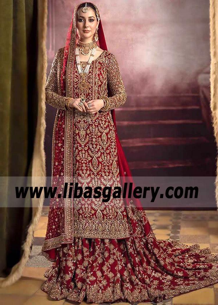 Carmine Fleur Bridal Lehenga Dress