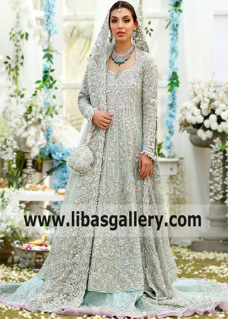 Powder Blue Bridal Dress Extravagant Train