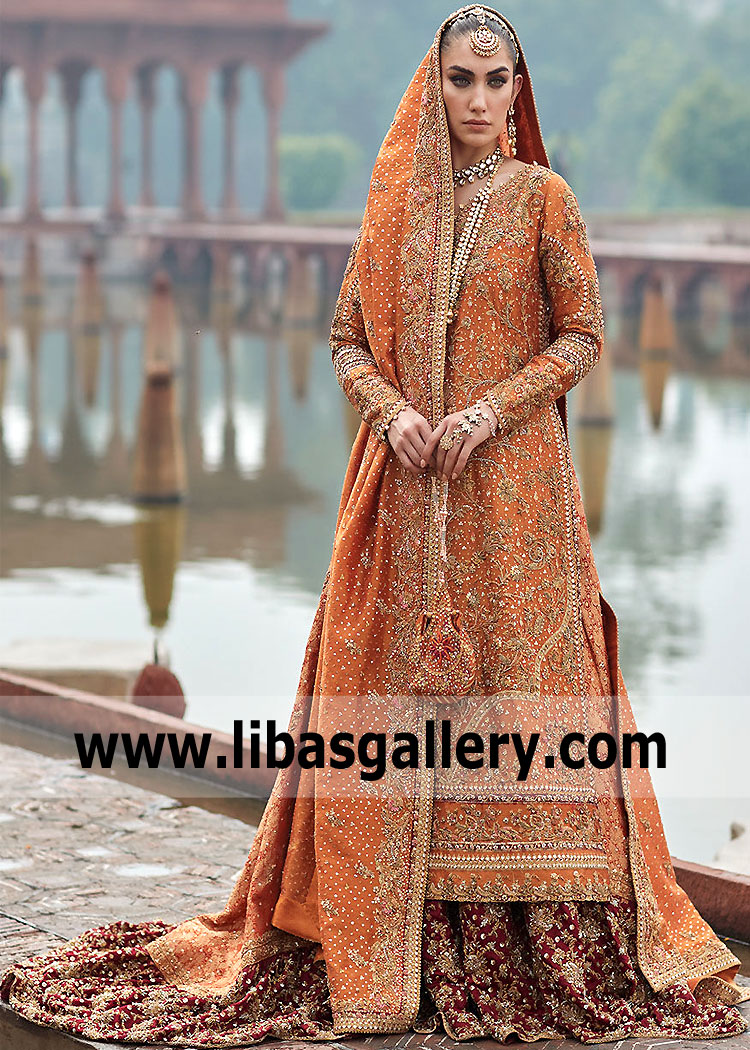 Burnt Orange Anemone Wedding Lehenga