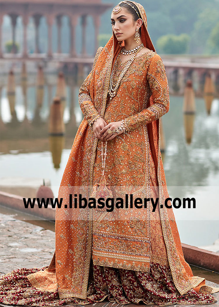 Burnt Orange Anemone Wedding Lehenga