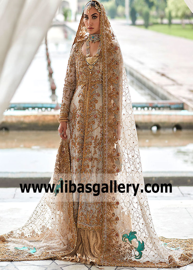 Ivory Clover Anarkali Bridal Lehenga