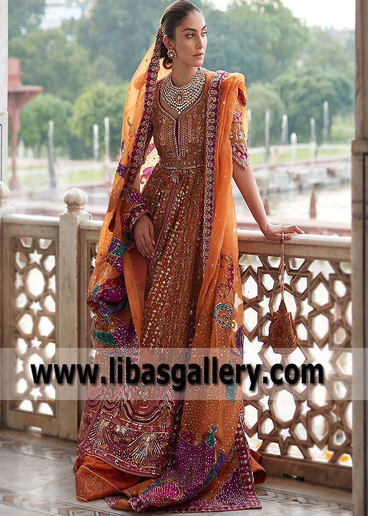 Rust Freesia Bridal Pishwas