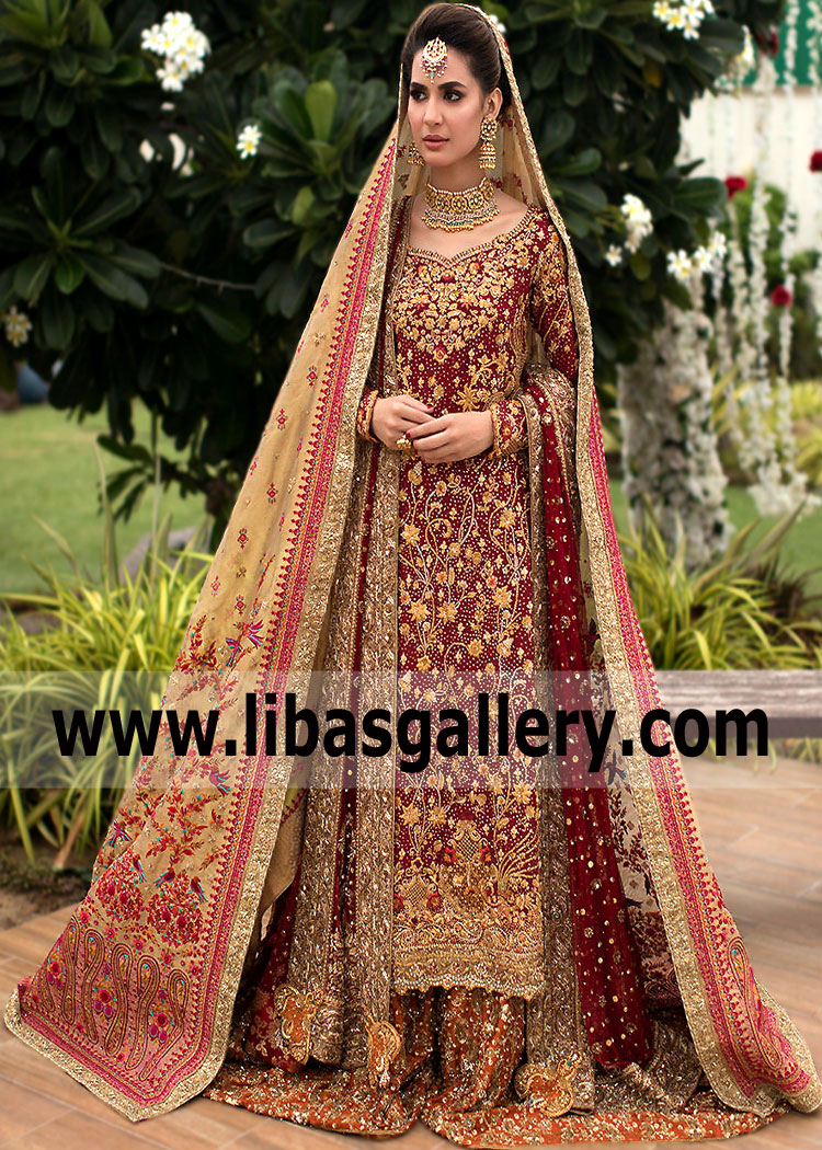 Dark Burgundy Orange Alcea Wedding Dress 