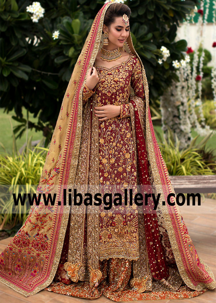 Dark Burgundy Orange Alcea Wedding Dress 