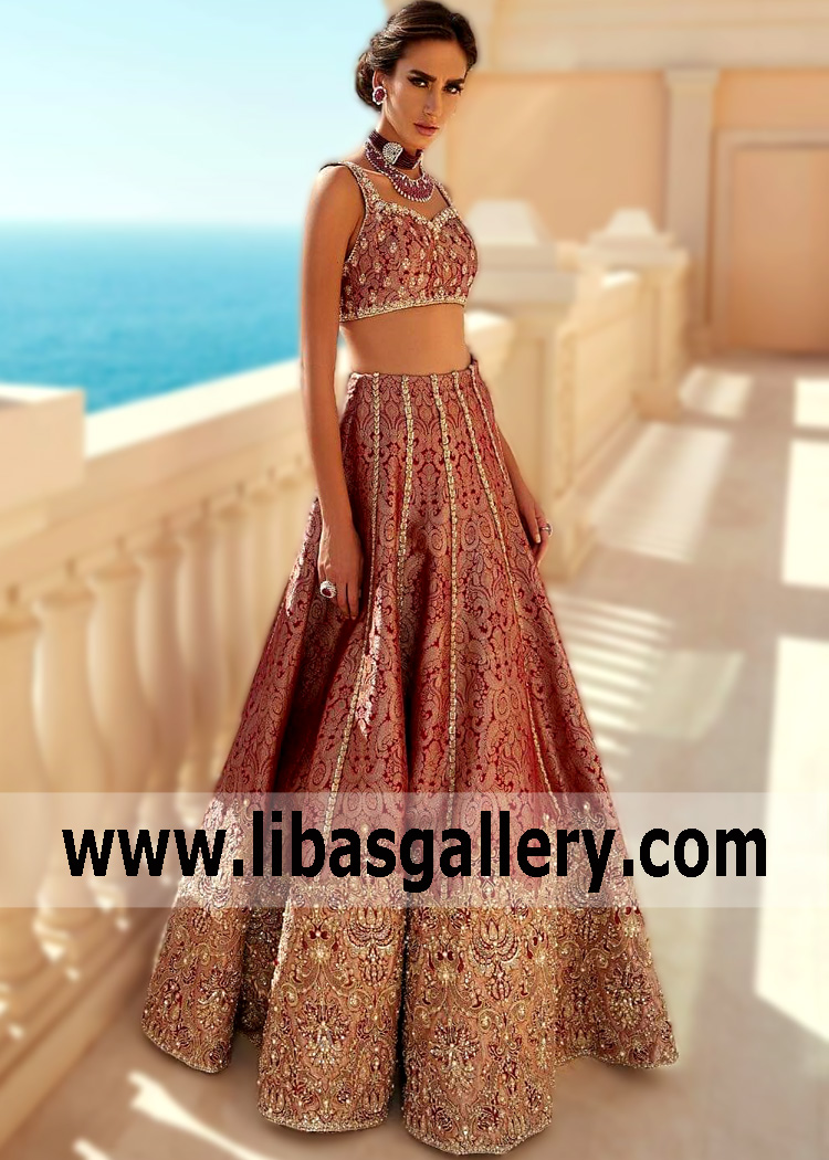 Maroon Fleur Bridal Lehenga