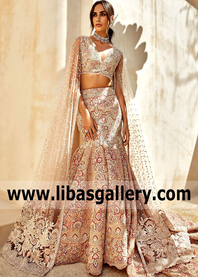 Salmon Lily Mermaid Lehenga Choli