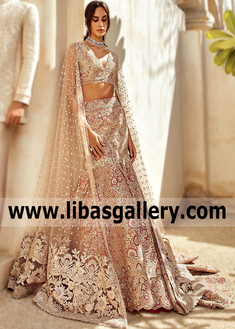 Salmon Lily Mermaid Lehenga Choli