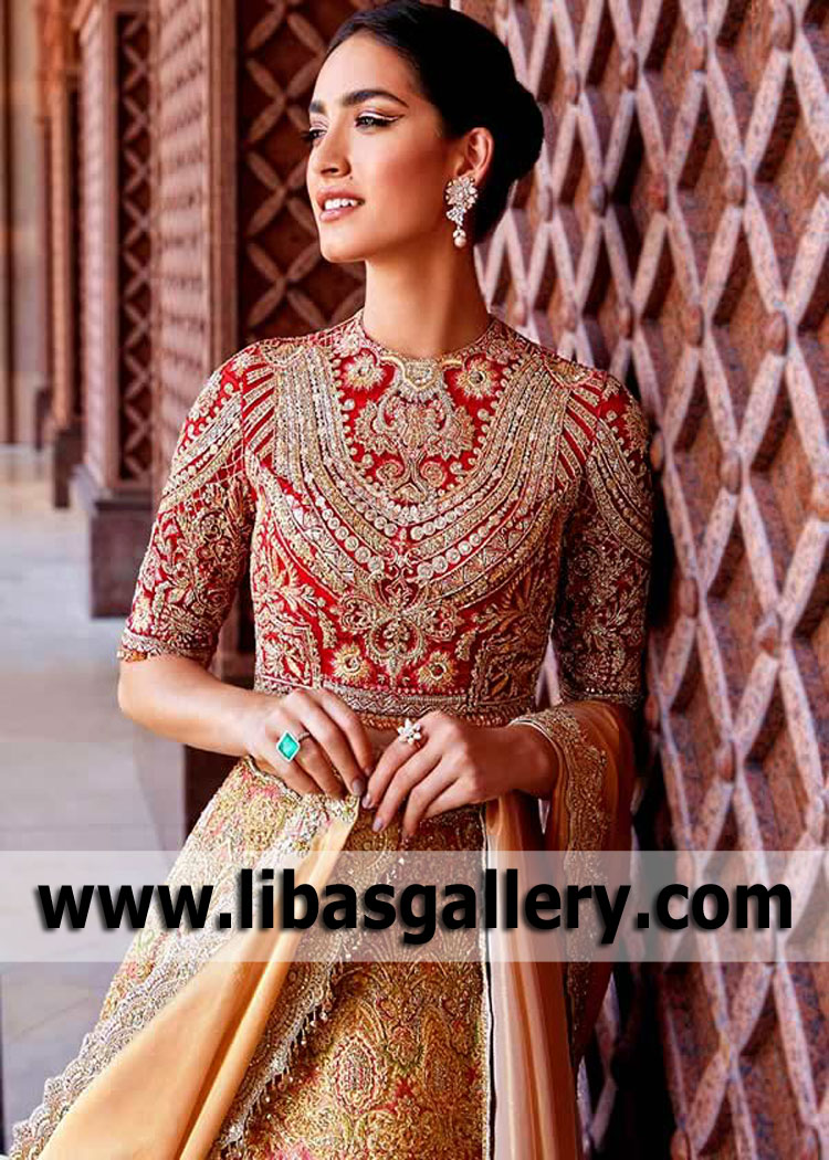 Coral Glam Lilium Bridal Lehenga Choli