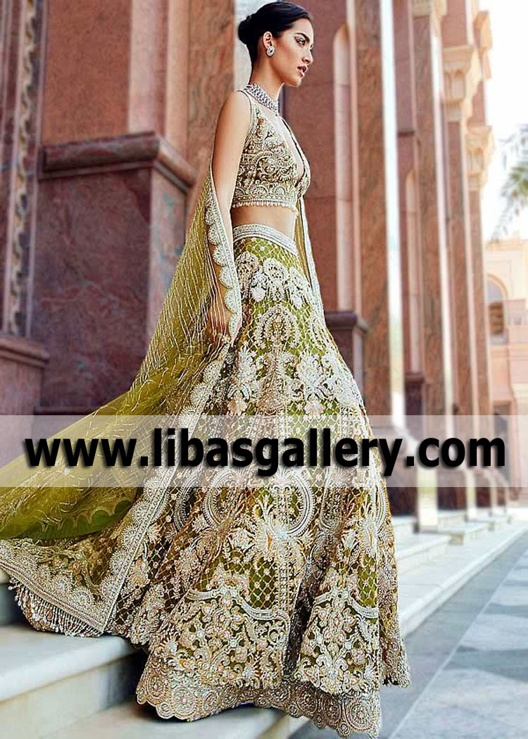 Moss Green Freesia Wedding Lehenga Choli
