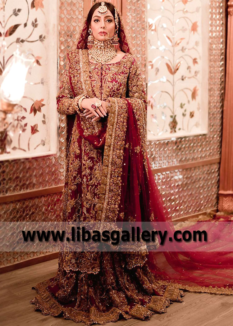 Burgundy Syringa Fully embellished Gown Lehenga
