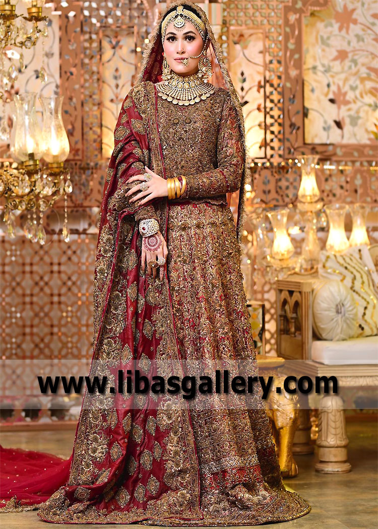 Carmine Lobelia Lehenga Choli With Long Veil
