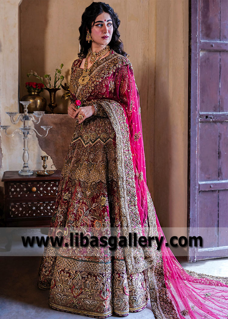 Dogwood Rose Alcea Bridal Lehenga
