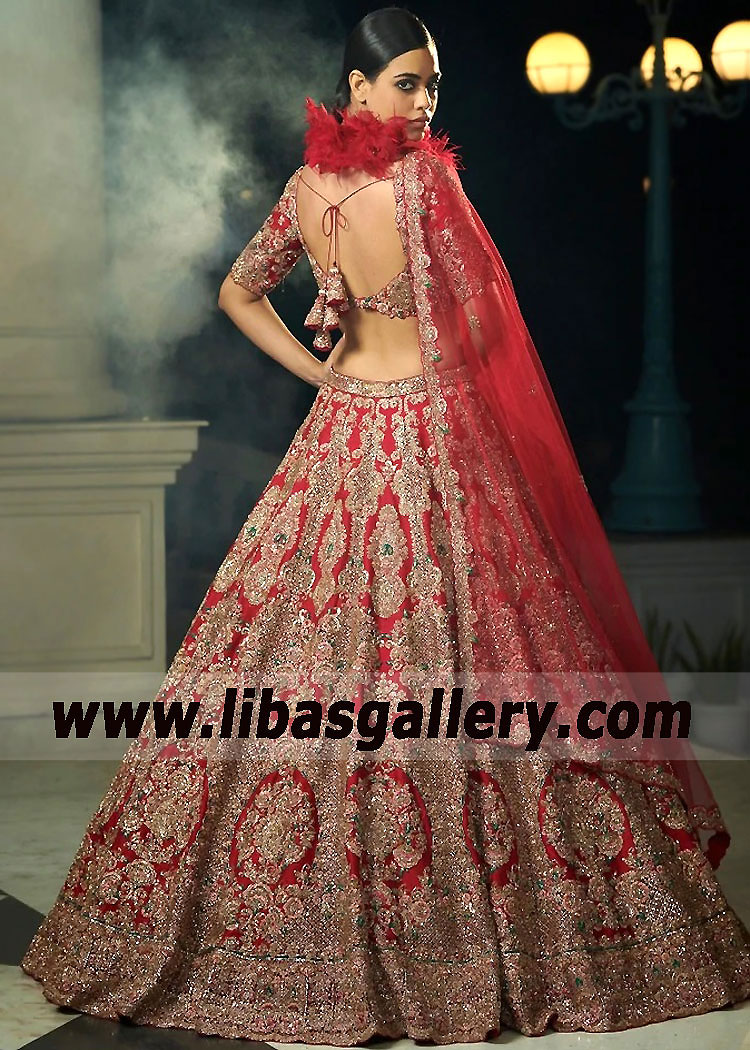 Merlot Allene Raw Silk Bridal Lehenga