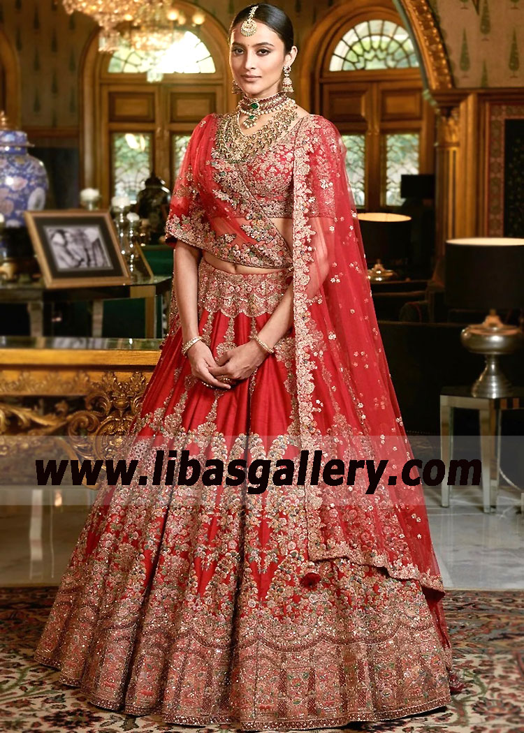 Dark Red Amorpha Bridal Lehenga