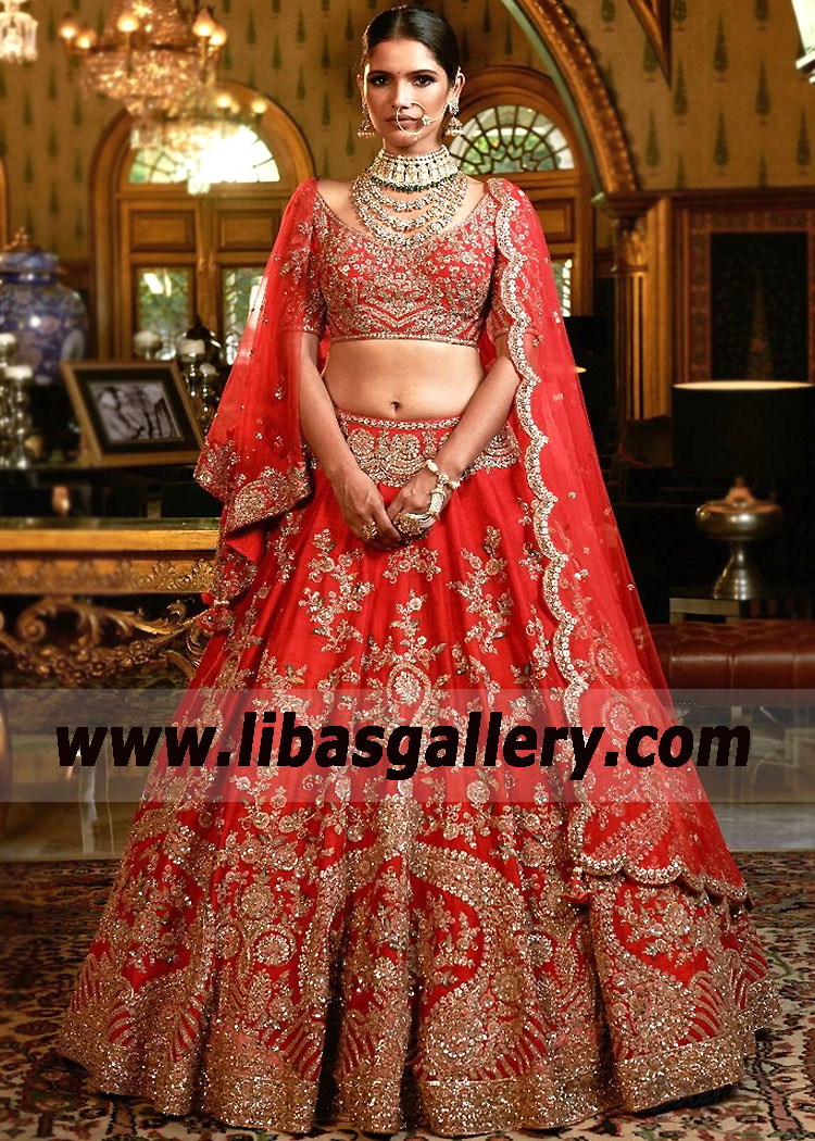Scarlett Red Crocus Asian Lehenga
