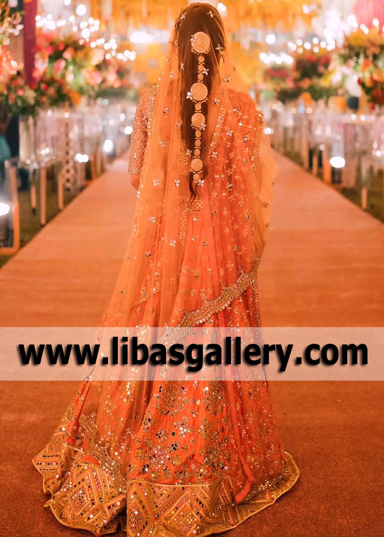 Orange Bergenia Bridal Lehenga Choli