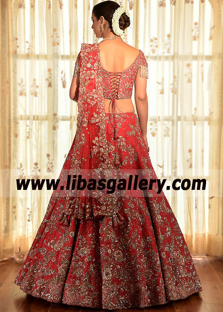 Red Aster Indian Baraat Lehenga