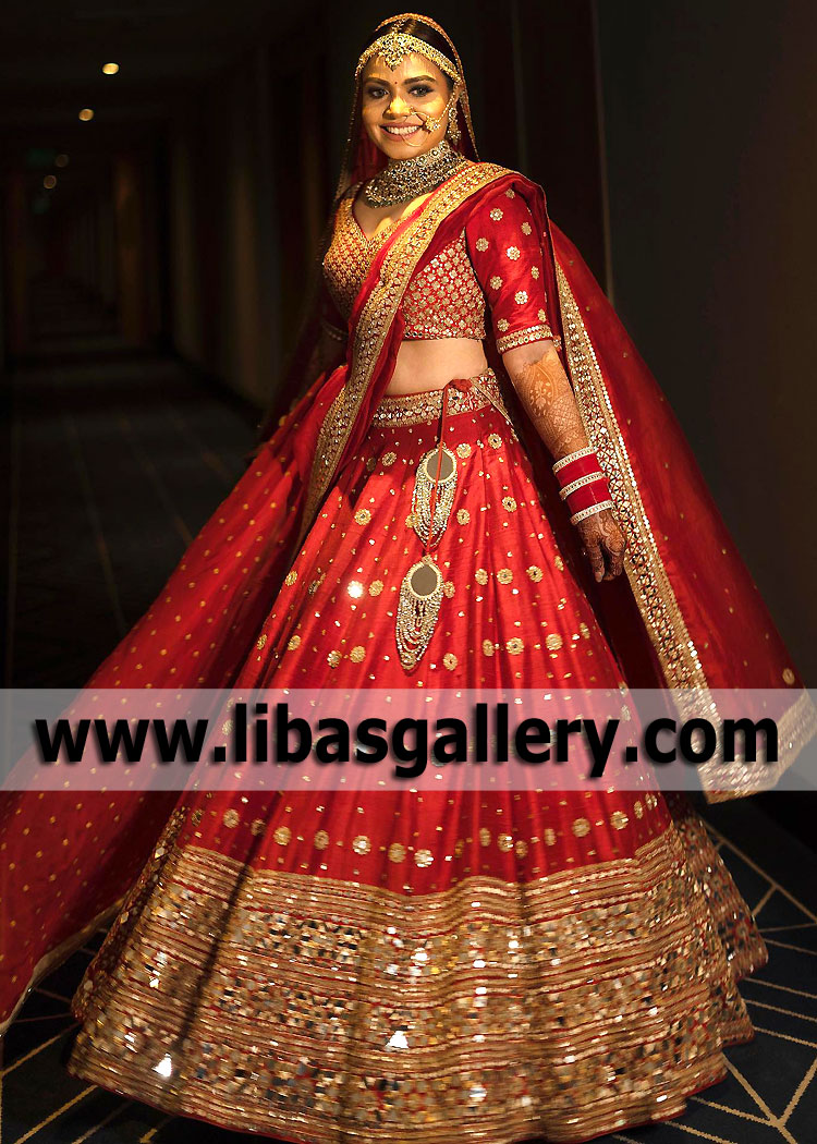 Red Gladiolus Bridal Lehenga Choli