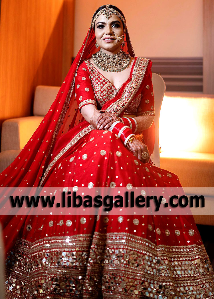 Red Gladiolus Bridal Lehenga Choli