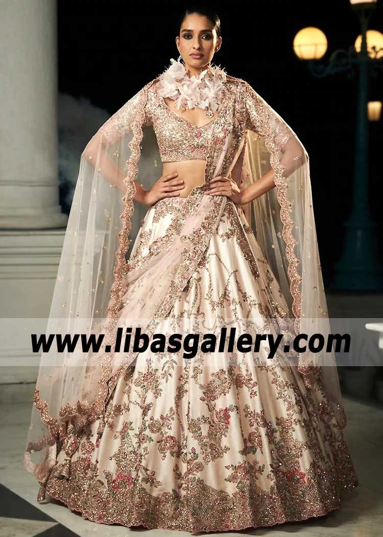 Blush Pink Crocus Wedding Lehenga