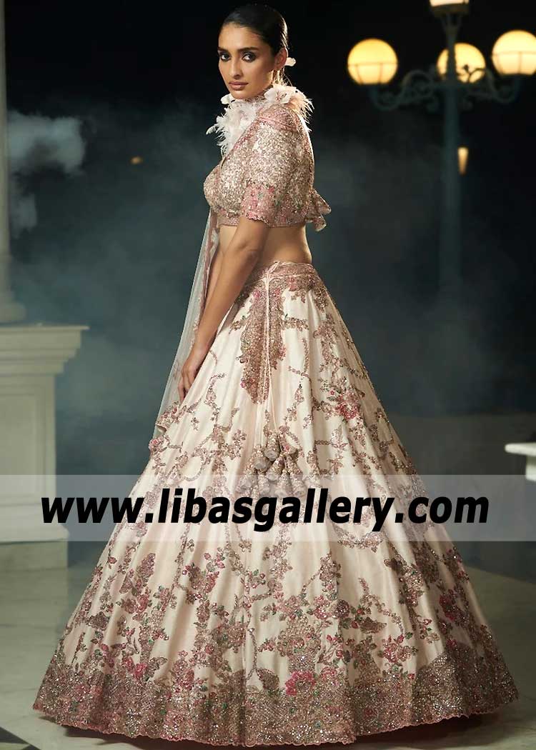 Blush Pink Crocus Wedding Lehenga