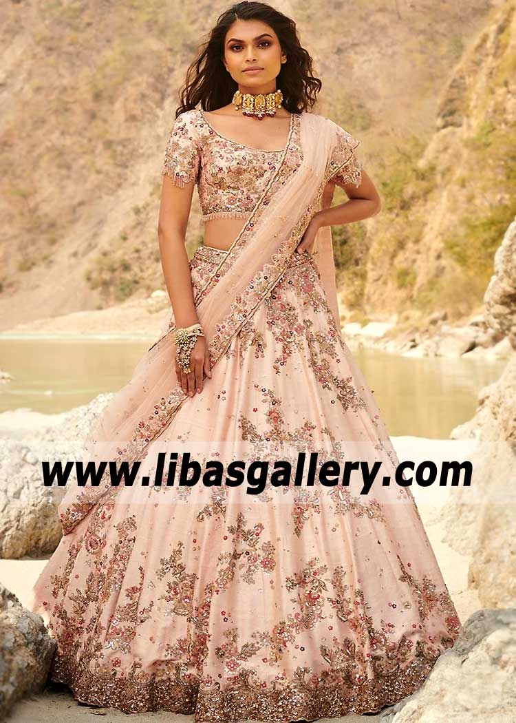 Light Pink Ovule Bridal Lehenga Choli
