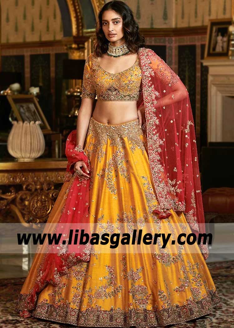 Canary Yellow Lehenga Choli for Mehndi and Chooda Ceremony
