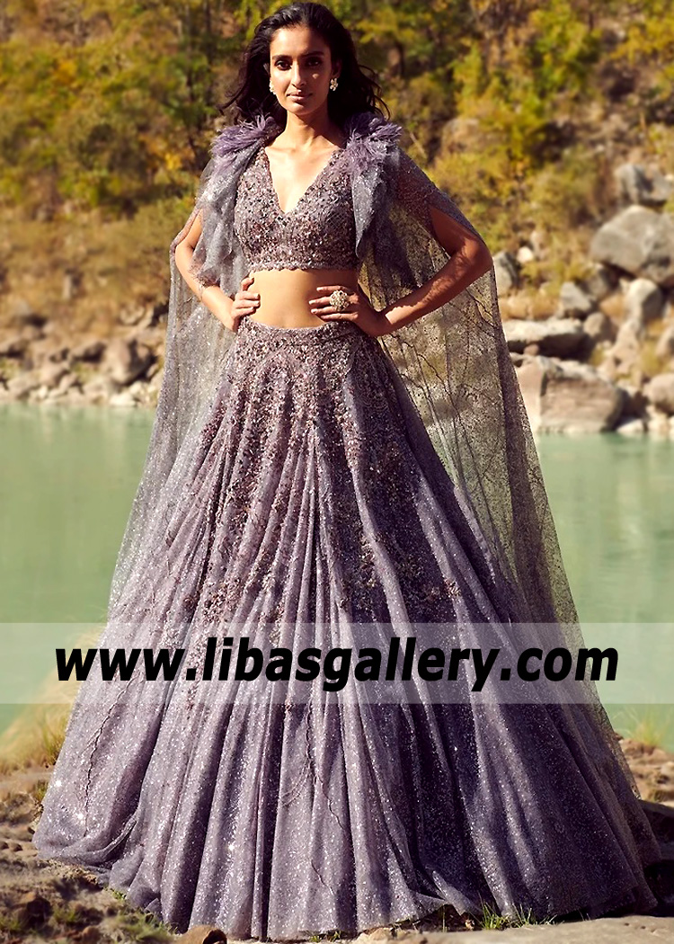 Old Lavender Anemone Indian Lehenga Choli