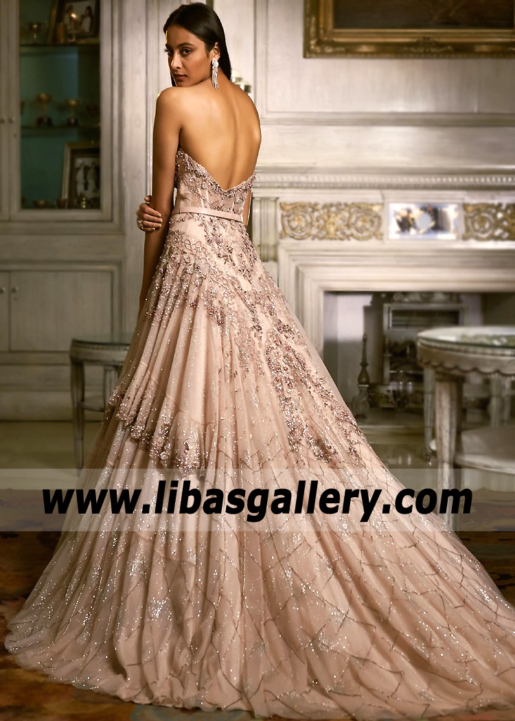 Pastel Pink Aster Wedding Gown