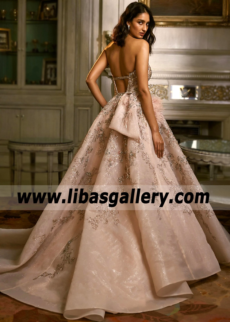 Powder Pink Arum Indian Bridal Gown Dress