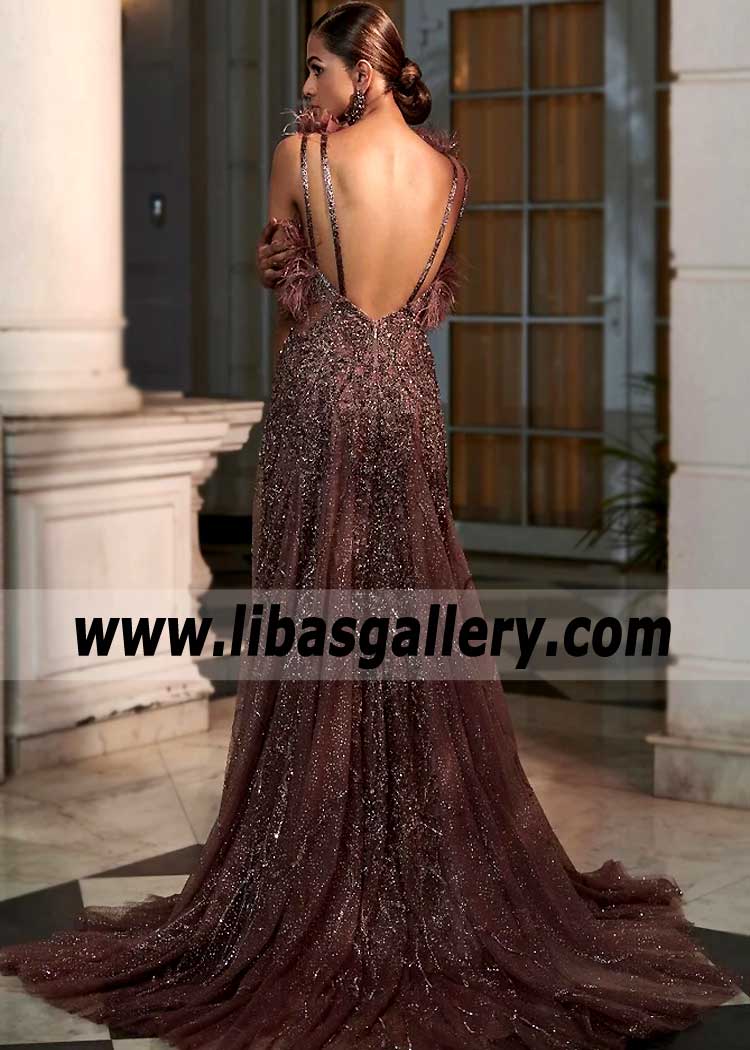 Claret Ombre Embellished Bridal Gown