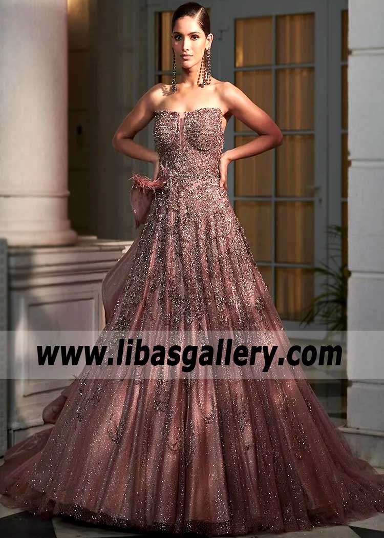 Wild Cherry Claret Ombre Bridal Gown