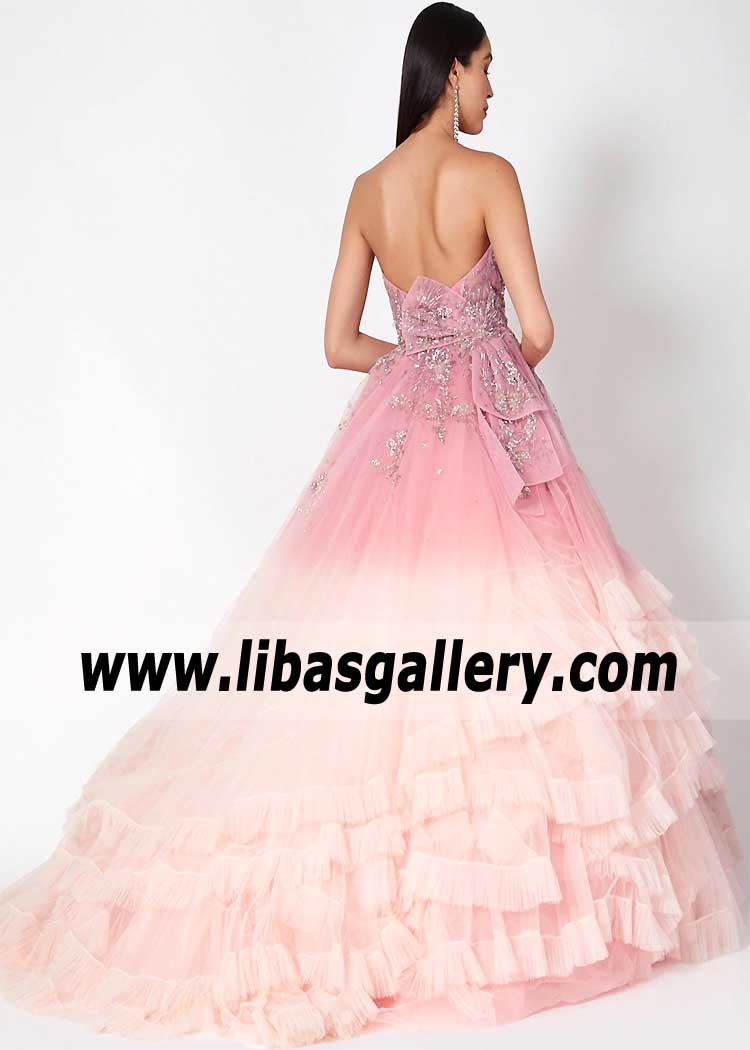 Blush Pink Ombre Three Layered Gown