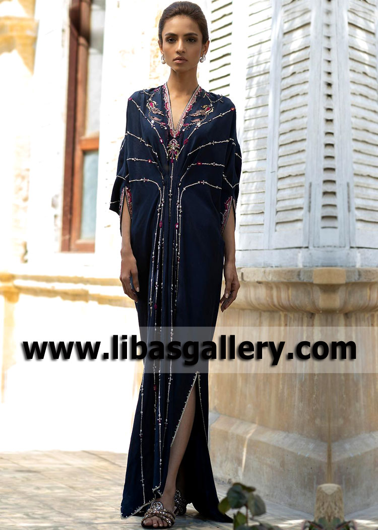 Prussian Blue Freesia Kaftan