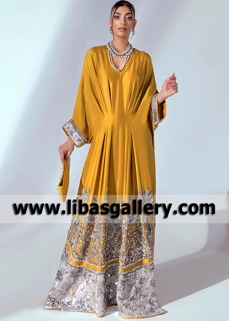 Chrome Yellow Kaftan Dress for All Social Events