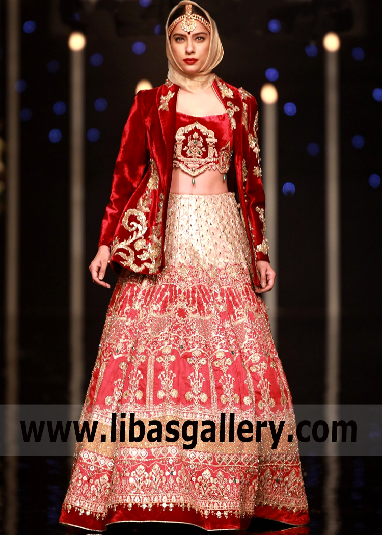 Firebrick Lisianthus Lehenga