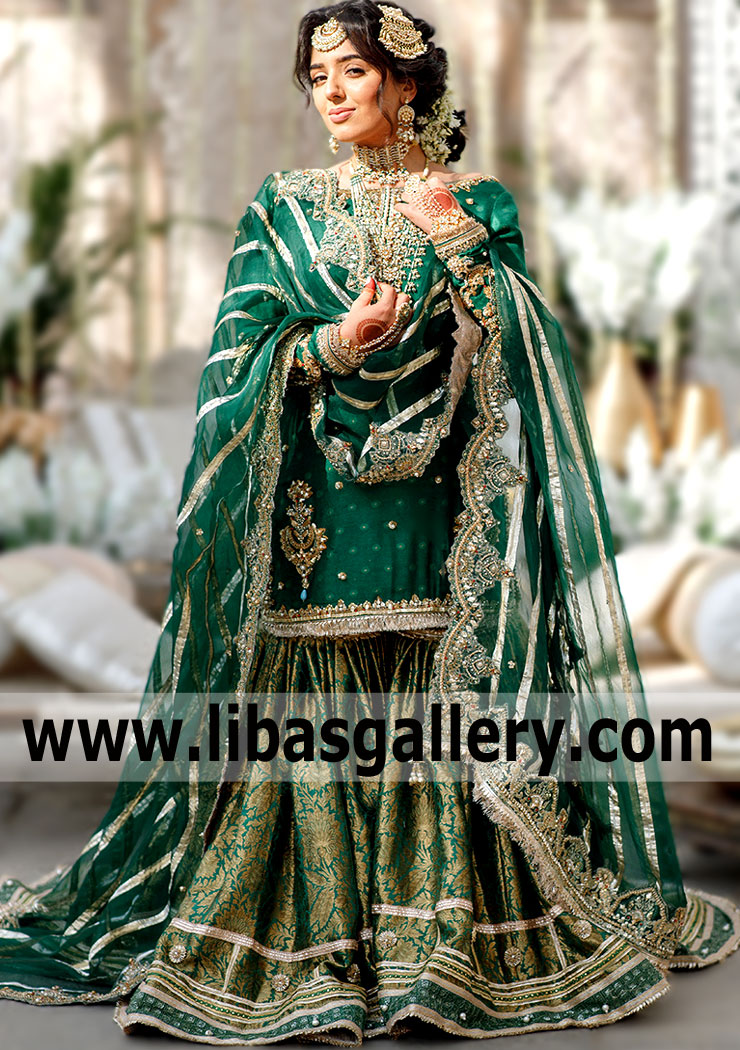 Green Gladiolus Bridal Gharara