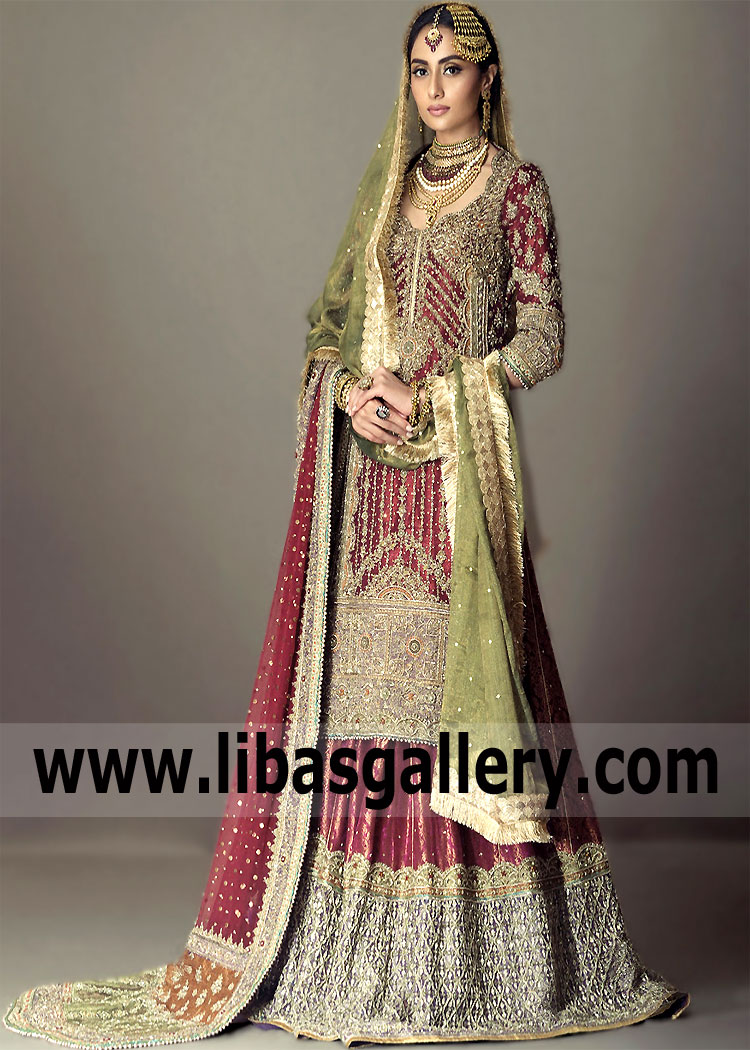 Maroon Illaria Wedding Lehenga Suit