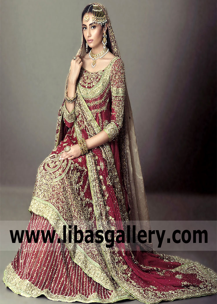 Persian Plum Hilton Bridal Anarkali Lehenga