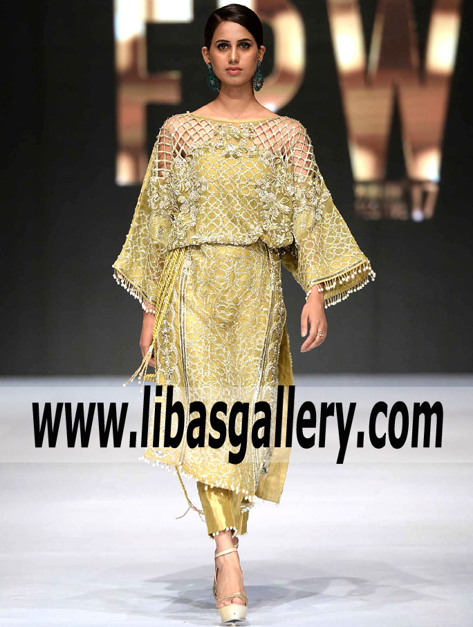 Lavish Arylide Yellow Special Occasion Dresses Saira Shakira Pakistani Designer Bridal Dress Sellers in Los Angeles, California