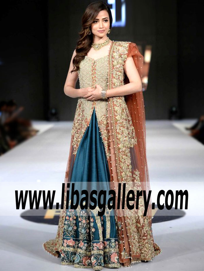 Stunning Rufous Zantedeschia Bridal Lehenga