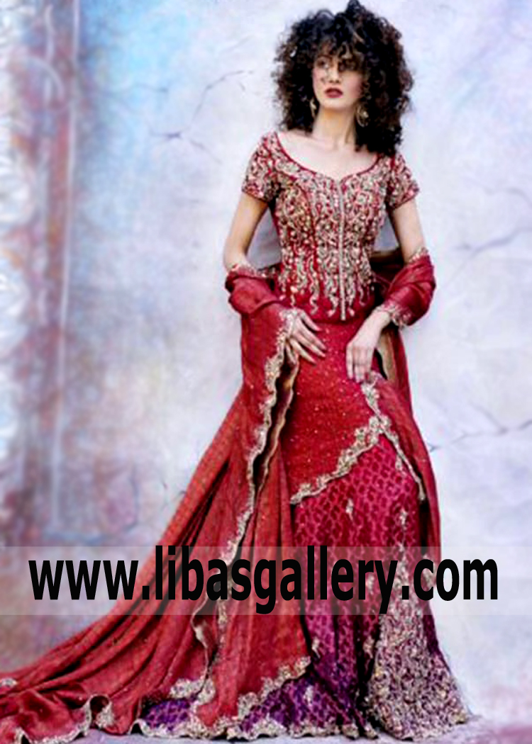 Red Clouet Mermaid Lehenga