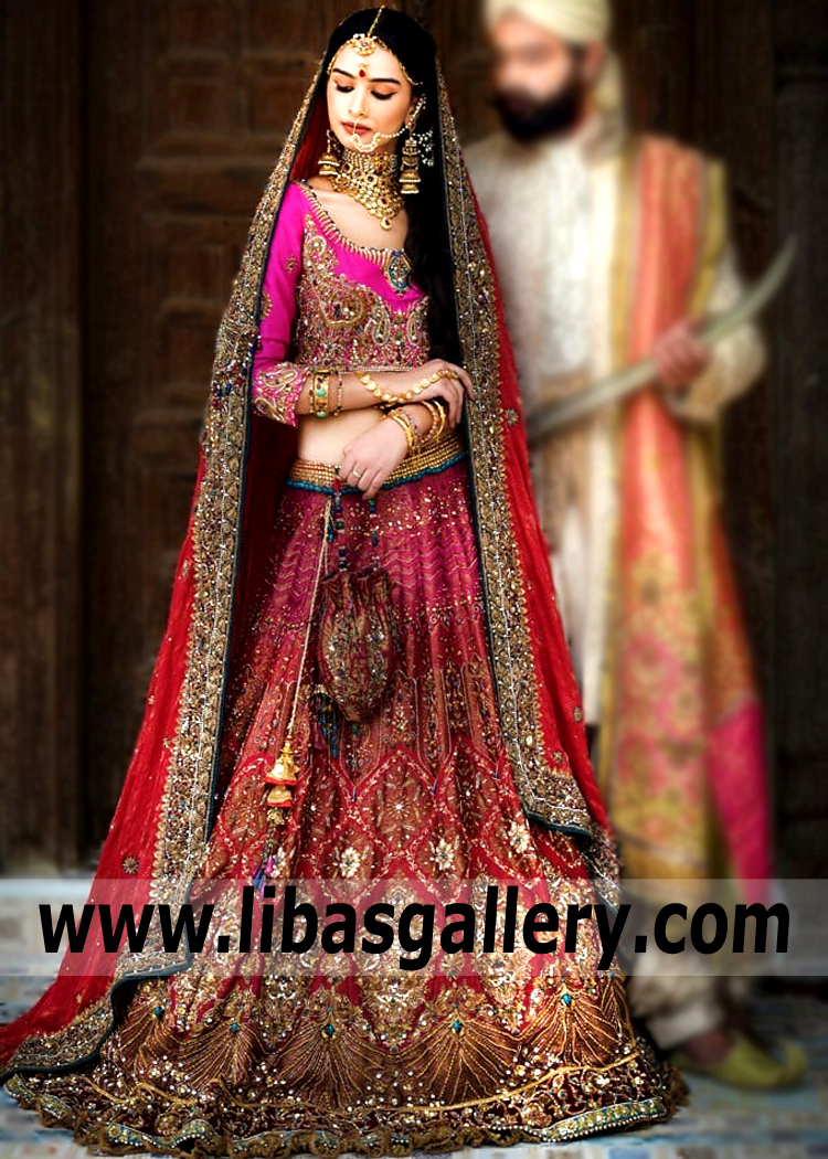 Deep Pink Carmine Greco Lehenga