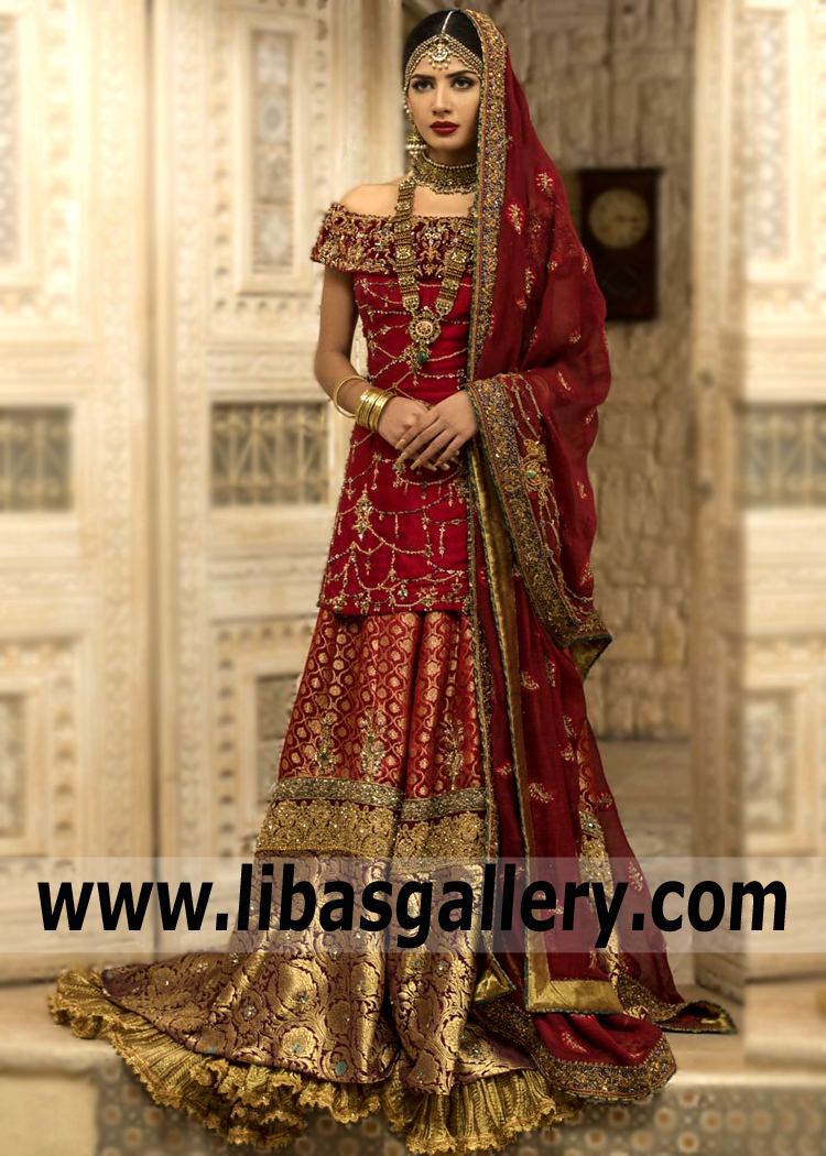 Imperial Maroon Julien Bridal Gharara
