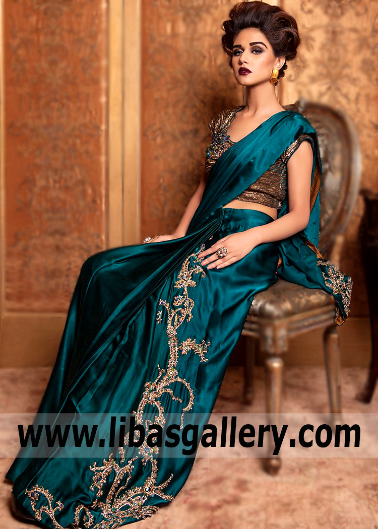 Prussian Blue Mantegna Saree