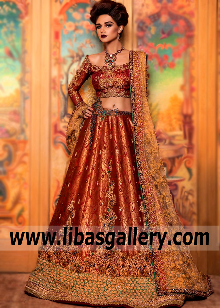 Red wine Poussin Lehenga