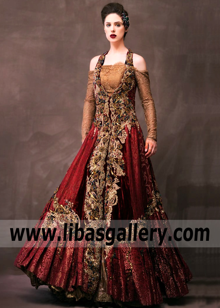 Dark Carmine Raffaello Wedding Gown