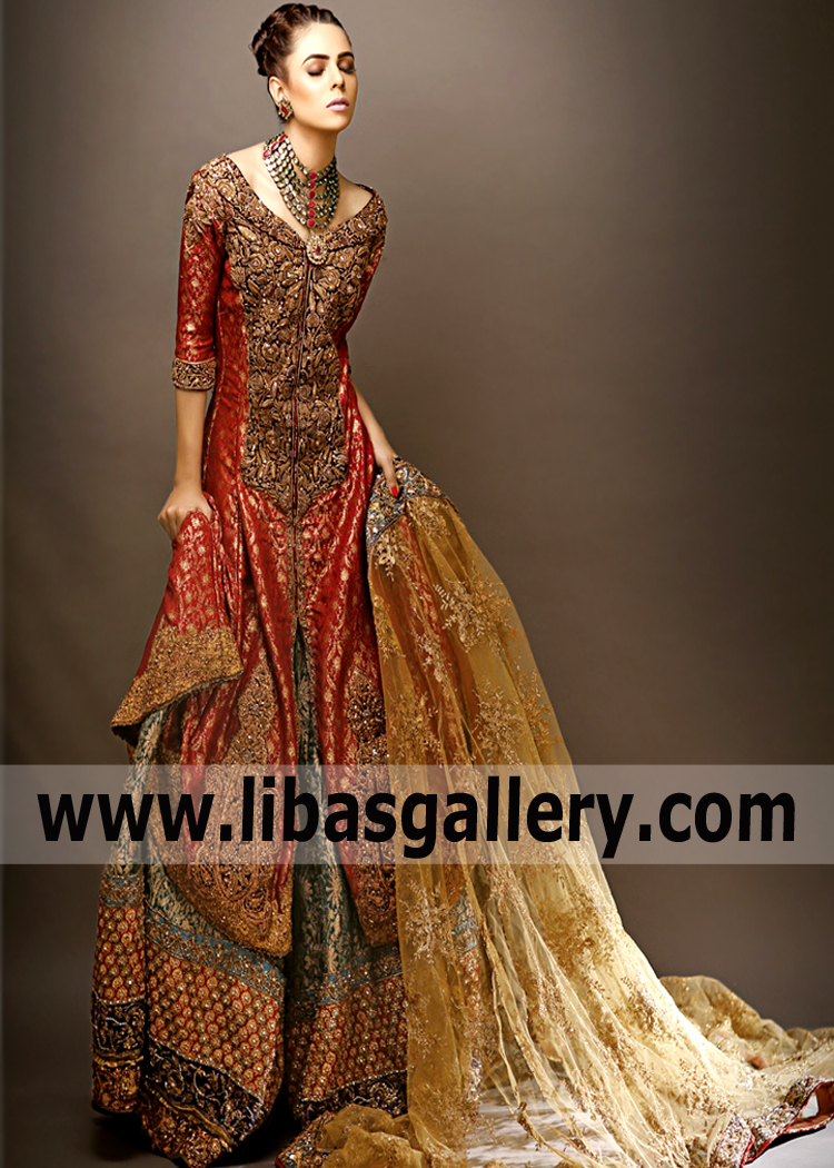 Falu Red Lamballe Wedding Sharara