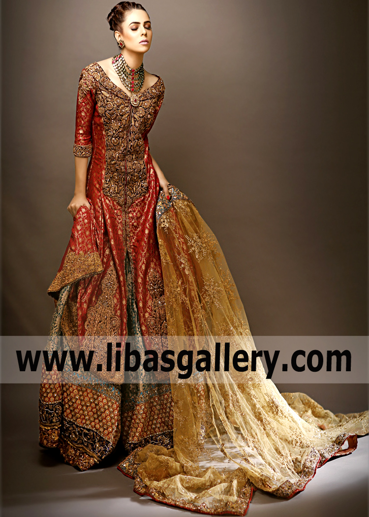 Falu Red Lamballe Wedding Sharara